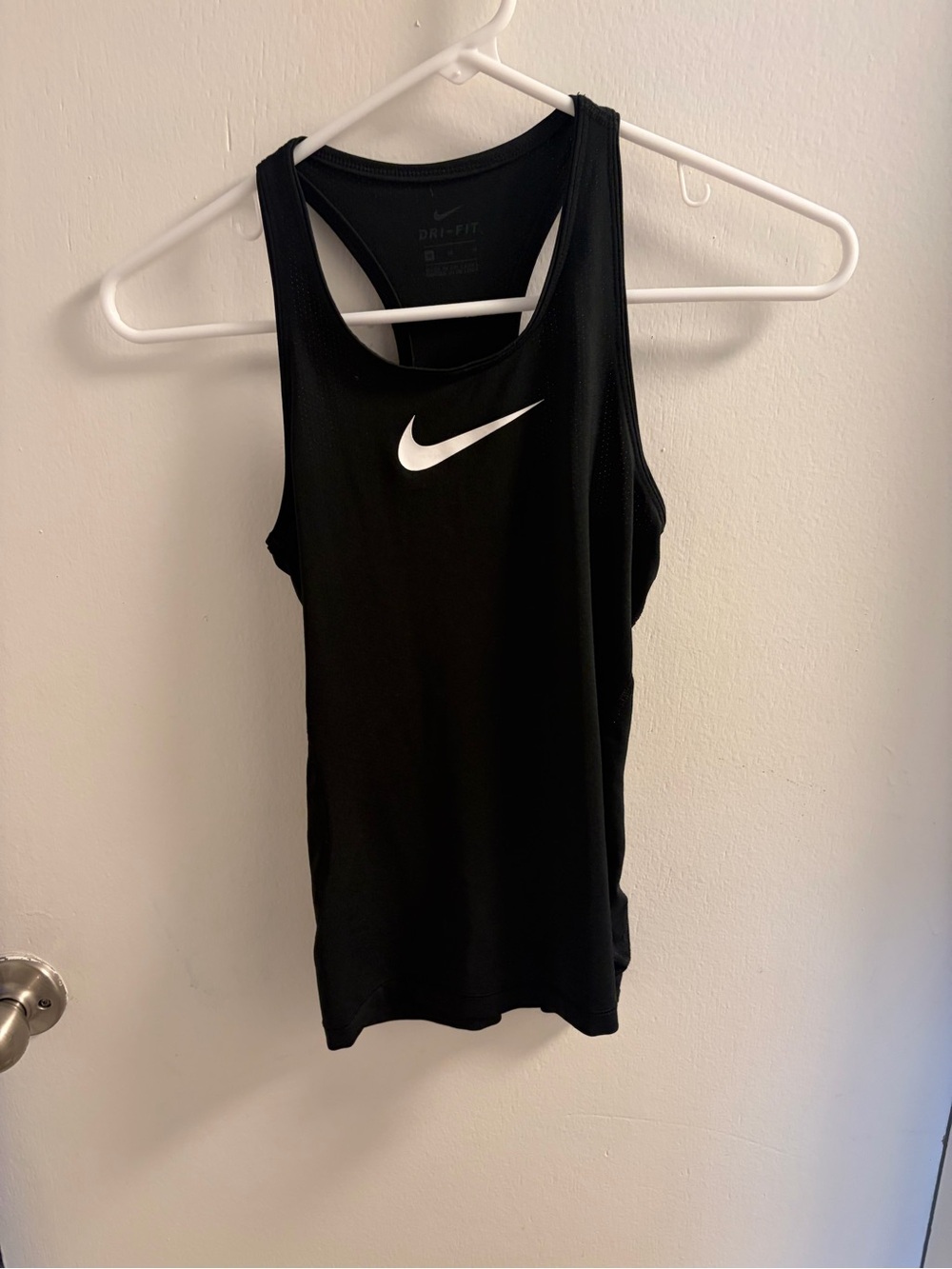 Nike Black Racerback Dri-FIT Tank with White Swoosh